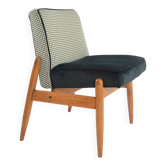 Chauffeuse en bois et tissu noir et blanc