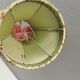 Small ceramic table lamp with beautiful green glaze and original shade, 70s