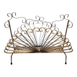 Vintage Magazine Rack in Gold Metal