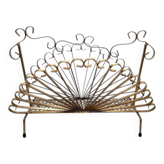 Vintage Magazine Rack in Gold Metal