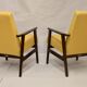 Armchair Henryk Lis 300-190 years 1970 yellow fabric Pierre Frey.