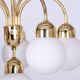 Mid-Century Chandelier in Brass and Opaline Glass, Czech, 1950s