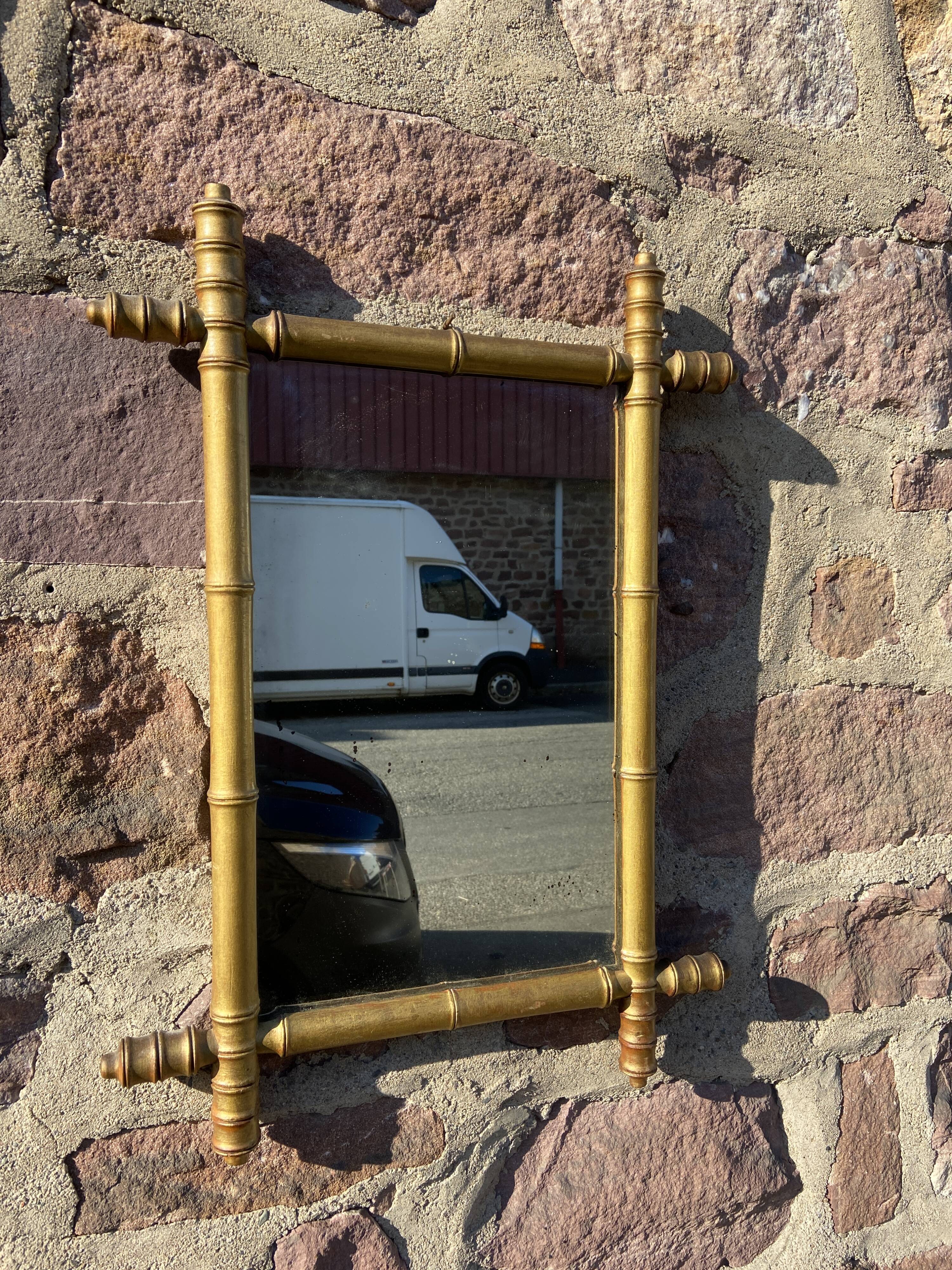 Mirror mirror vintage style Faux bamboo gilded, 58x42 cm