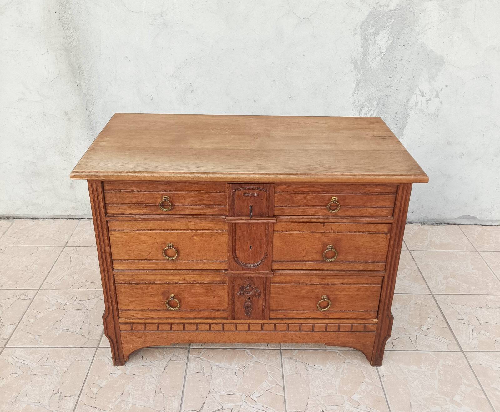 Louis XVI style oak commode