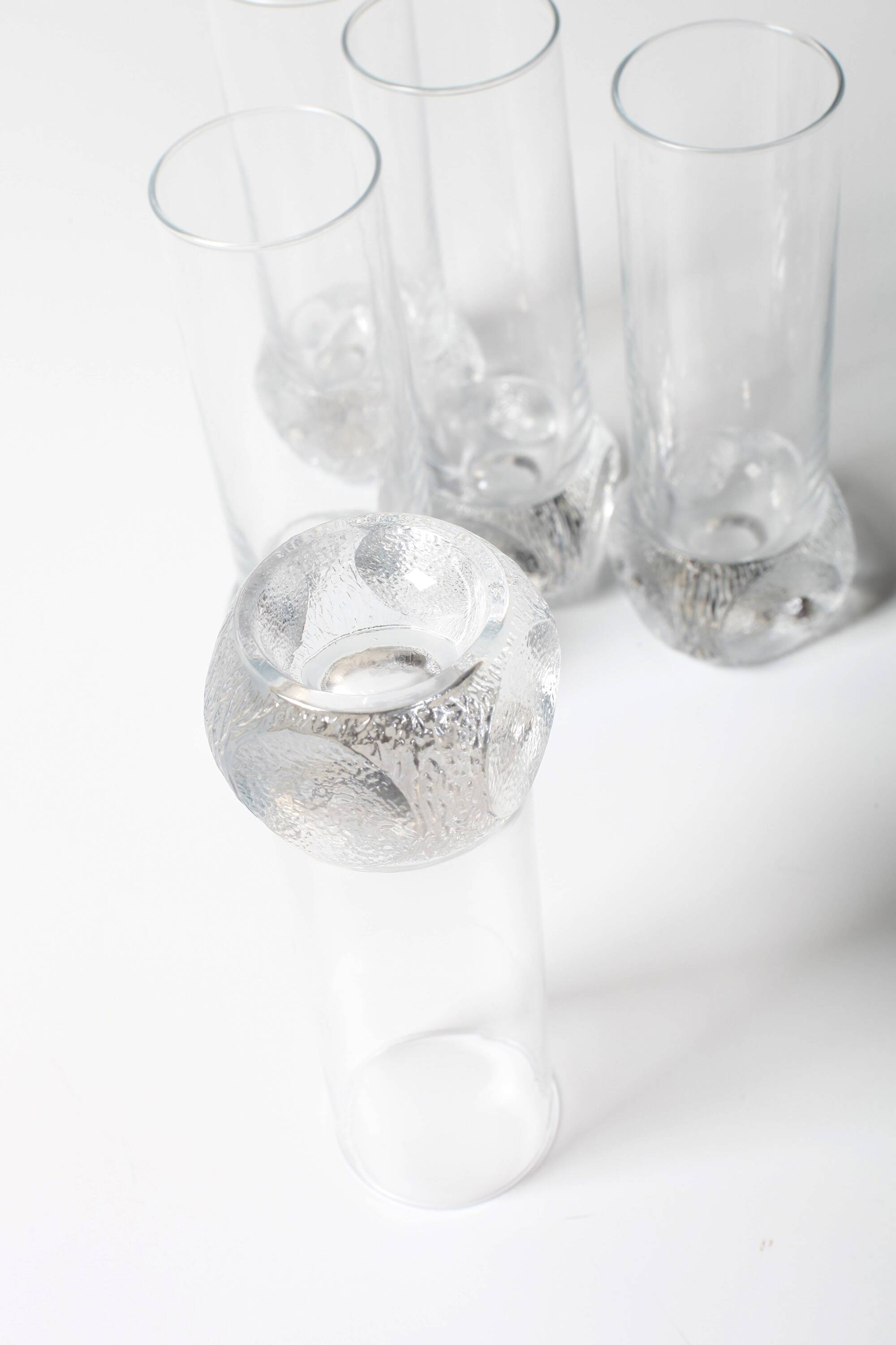 Set of 5 Mid-century Clear Crystal Tumblers / Italy / 1980s