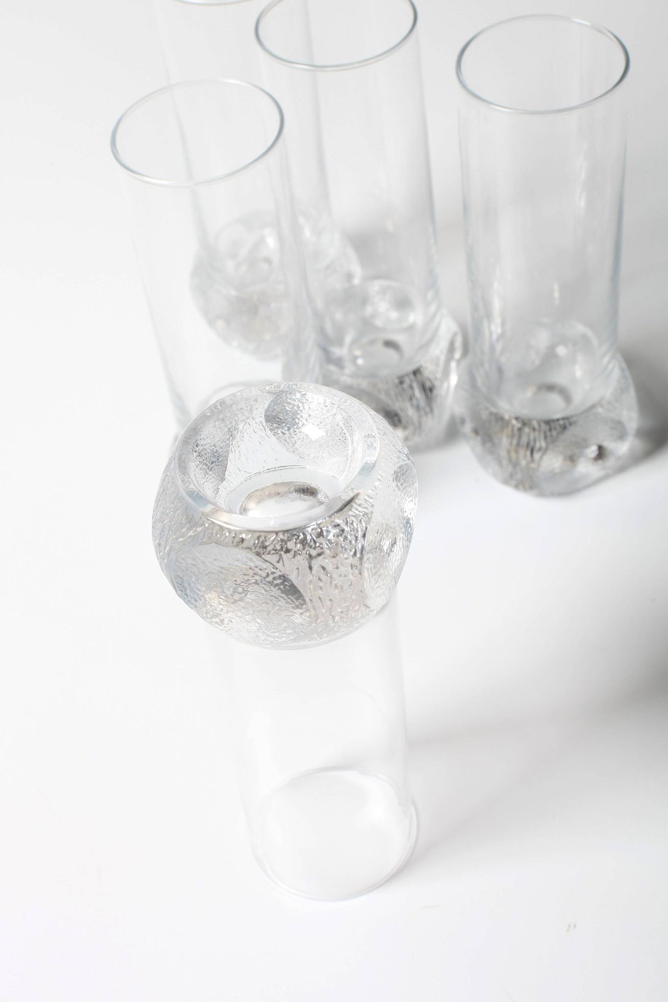 Set of 5 Mid-century Clear Crystal Tumblers / Italy / 1980s