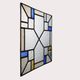Art Deco Leaded Glass Panel with Geometric Cross Motif, Belgium, Circa 1920