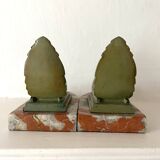 Paire de serre-livres Art déco pigeons