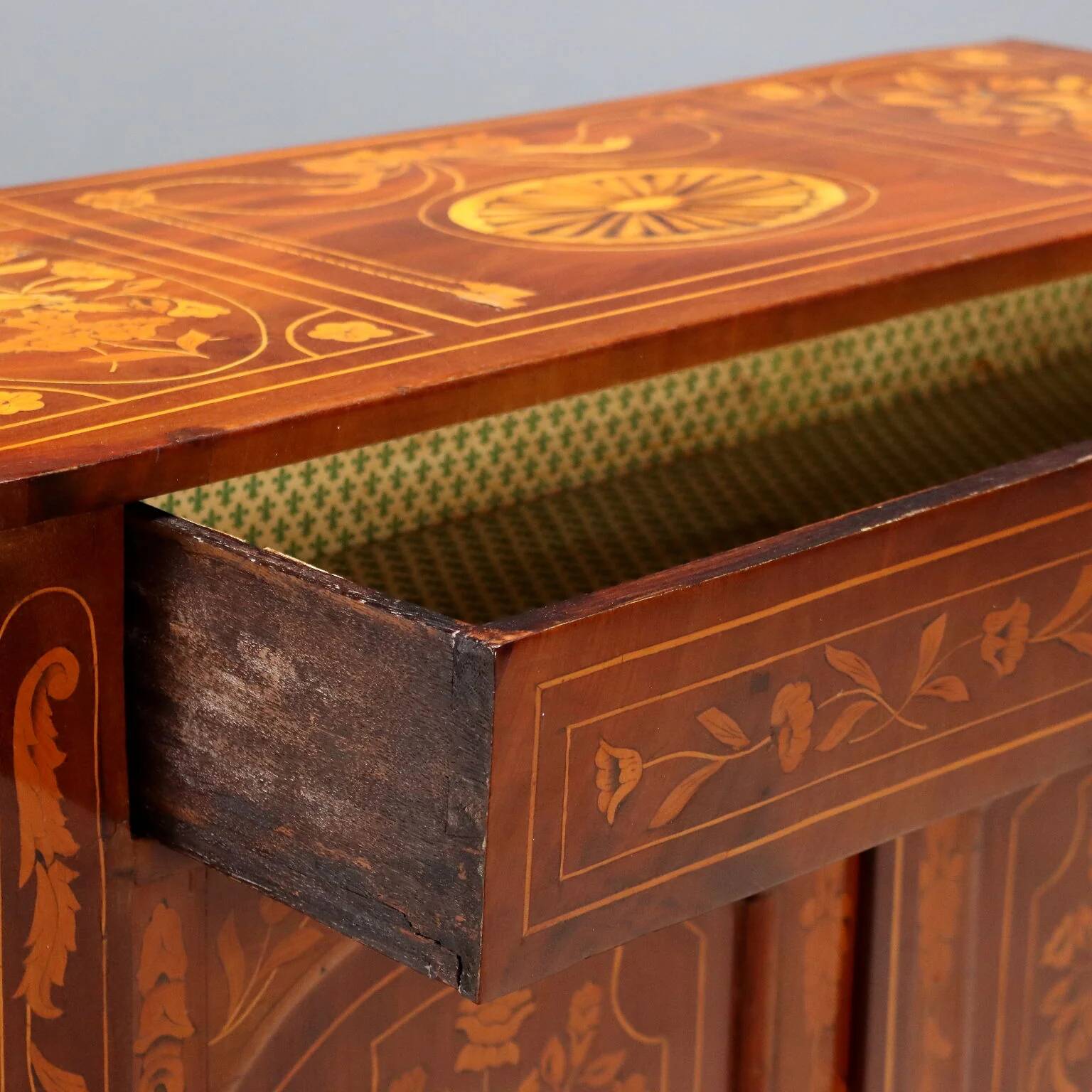 Antique mahogany sideboard with oak inlays, late 19th century.
