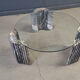 Vintage Italian marble and glass coffee table, 1970s