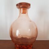 Vintage pink glass liqueur carafe