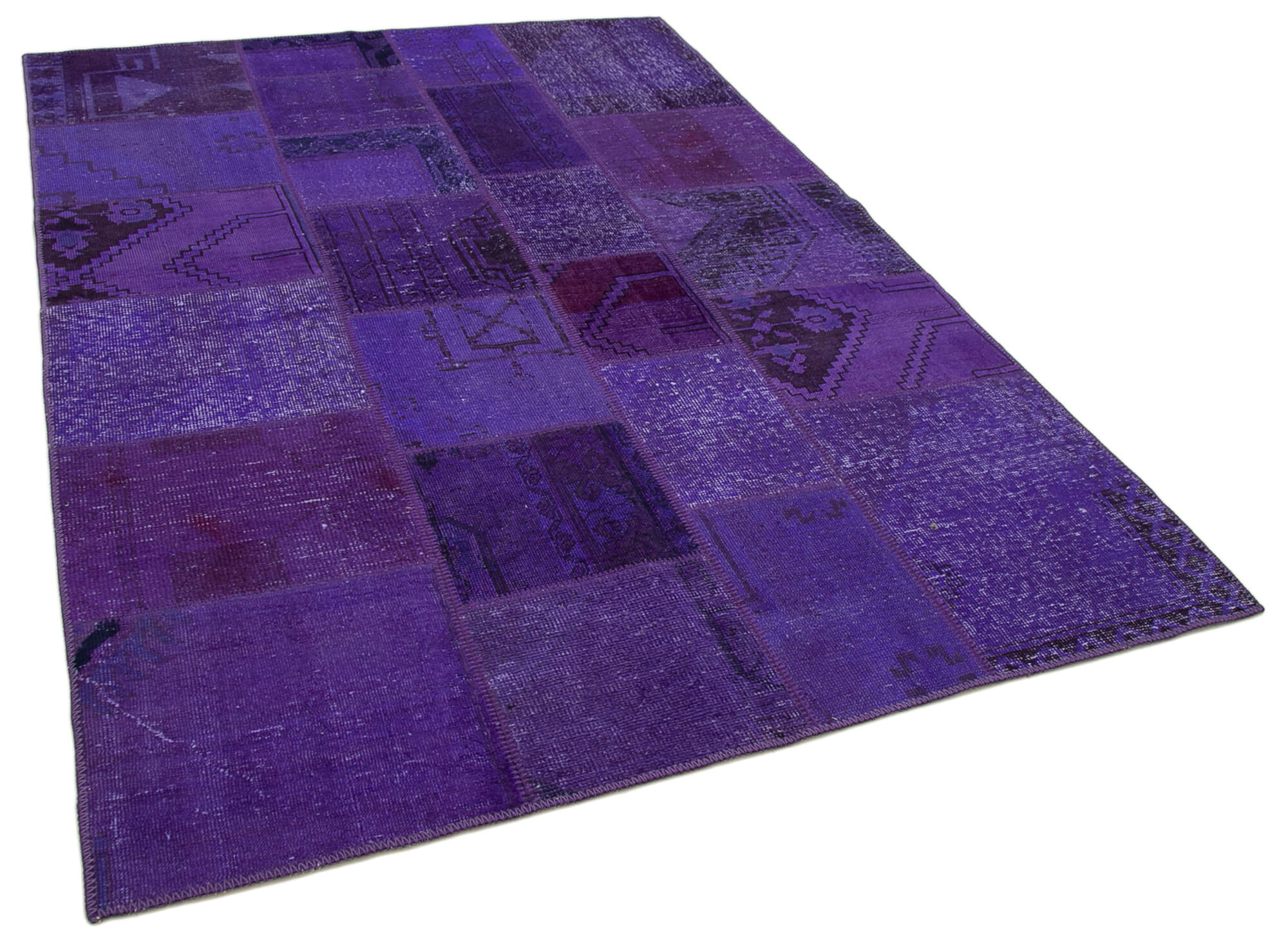 Handmade anatolian vintage 171 cm x 241 cm purple patchwork carpet