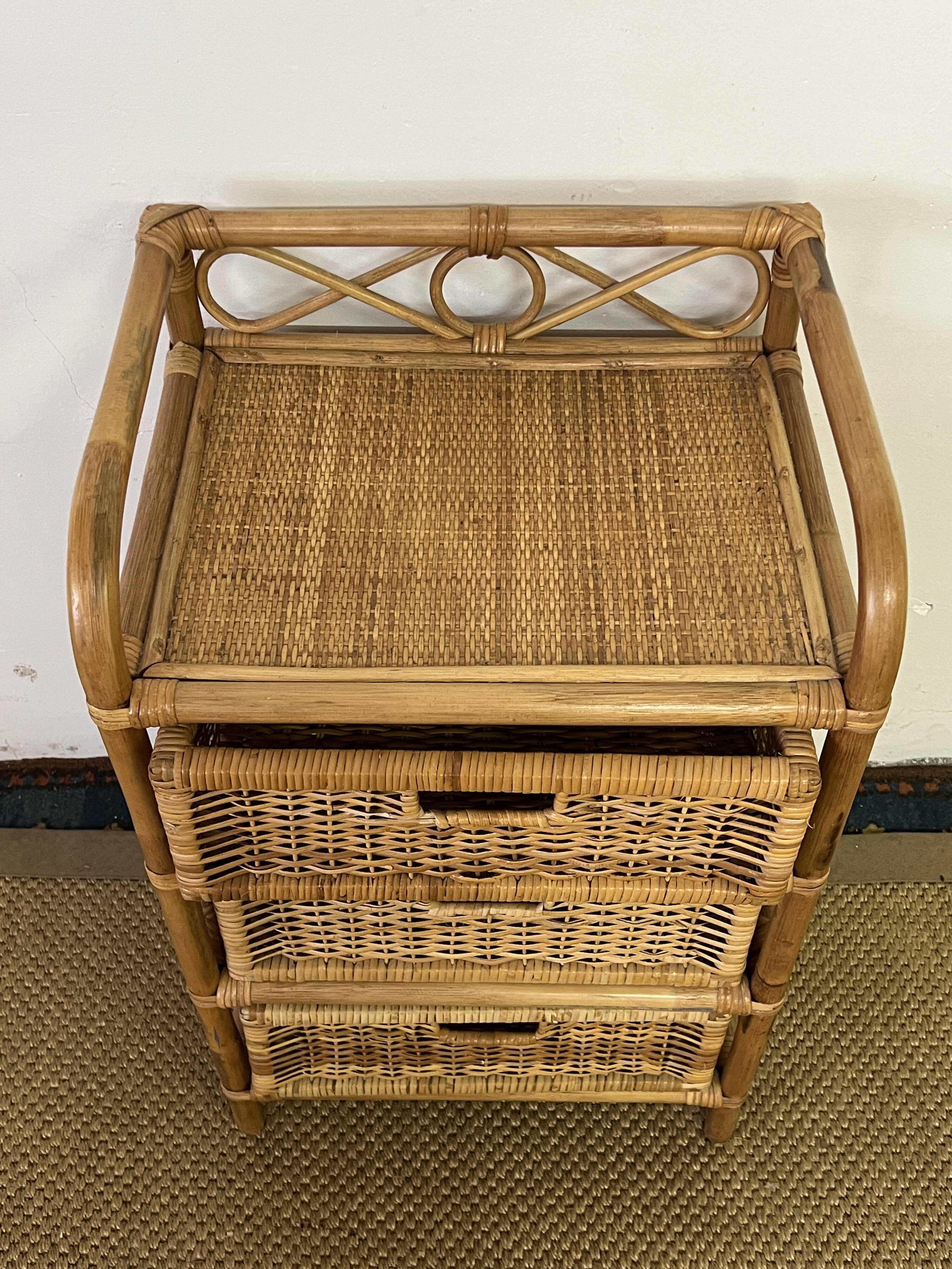 Vintage rattan chest of drawers
