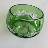Green cut crystal bowl