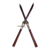 Paire de skis anciens en bois L=192cm