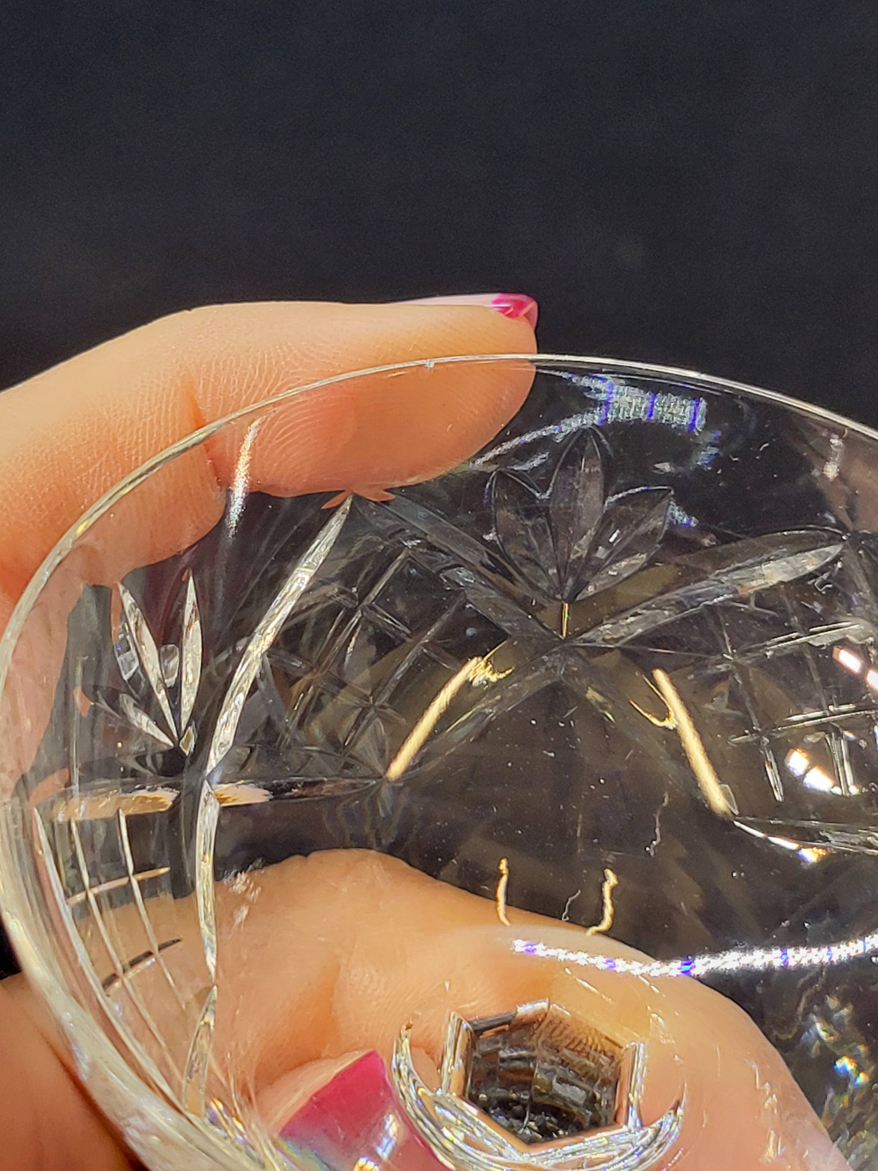 5 small cut crystal digestif cups