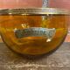 Salad bowl + 2 Antique AMBRINE Bowls Amber Glass + Gold Bronze Mounting