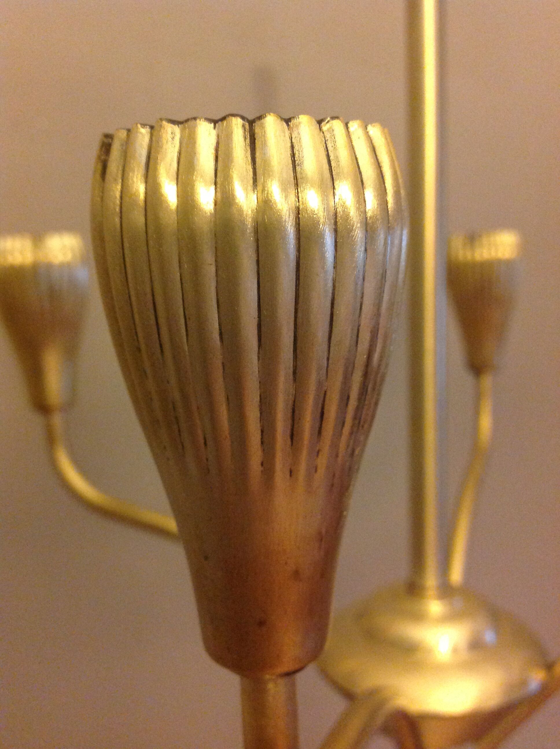 Four-fire retro brushed brass lamppost, 30-40s