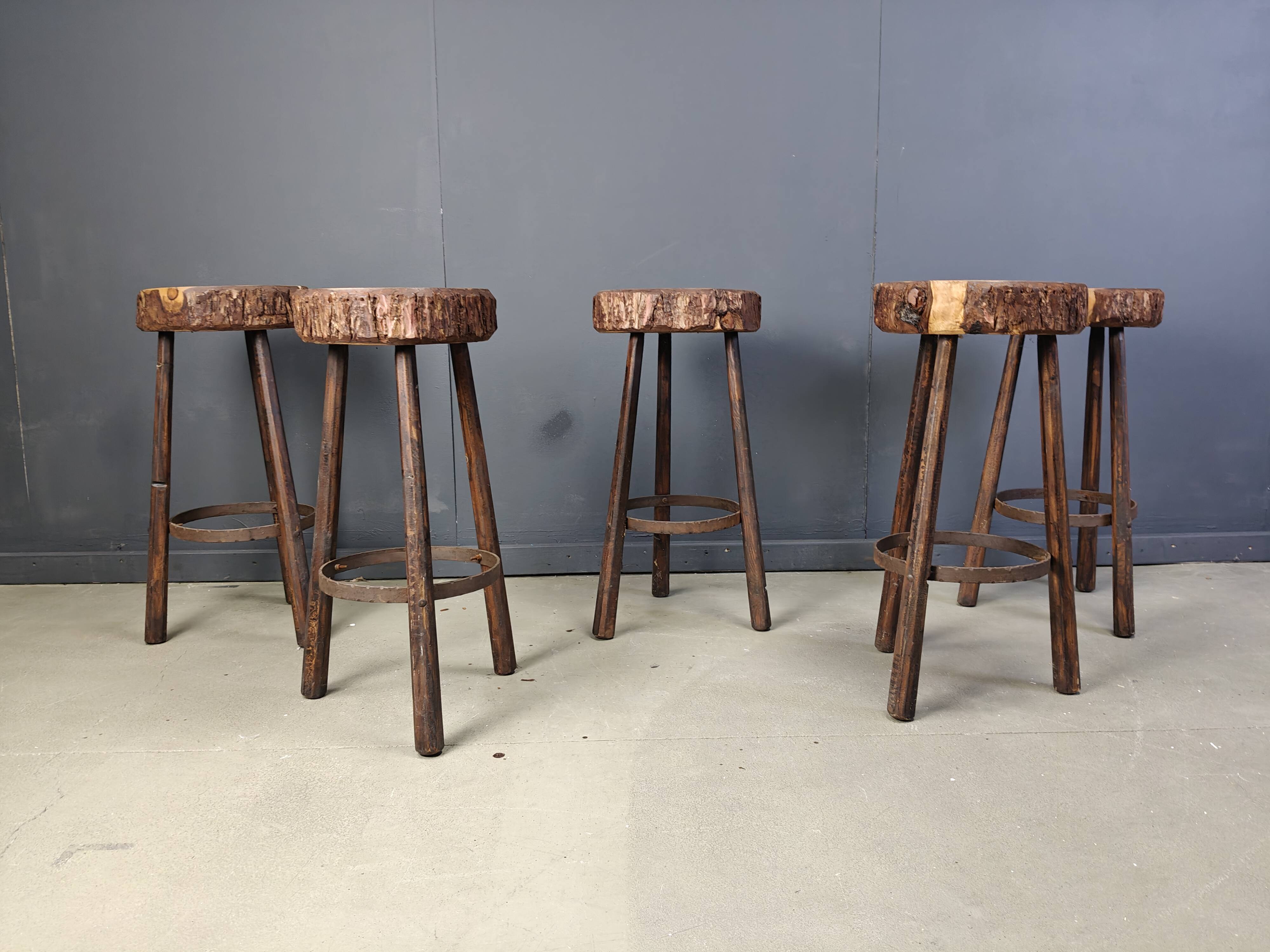 Vintage tree trunk bar stools, 1970s