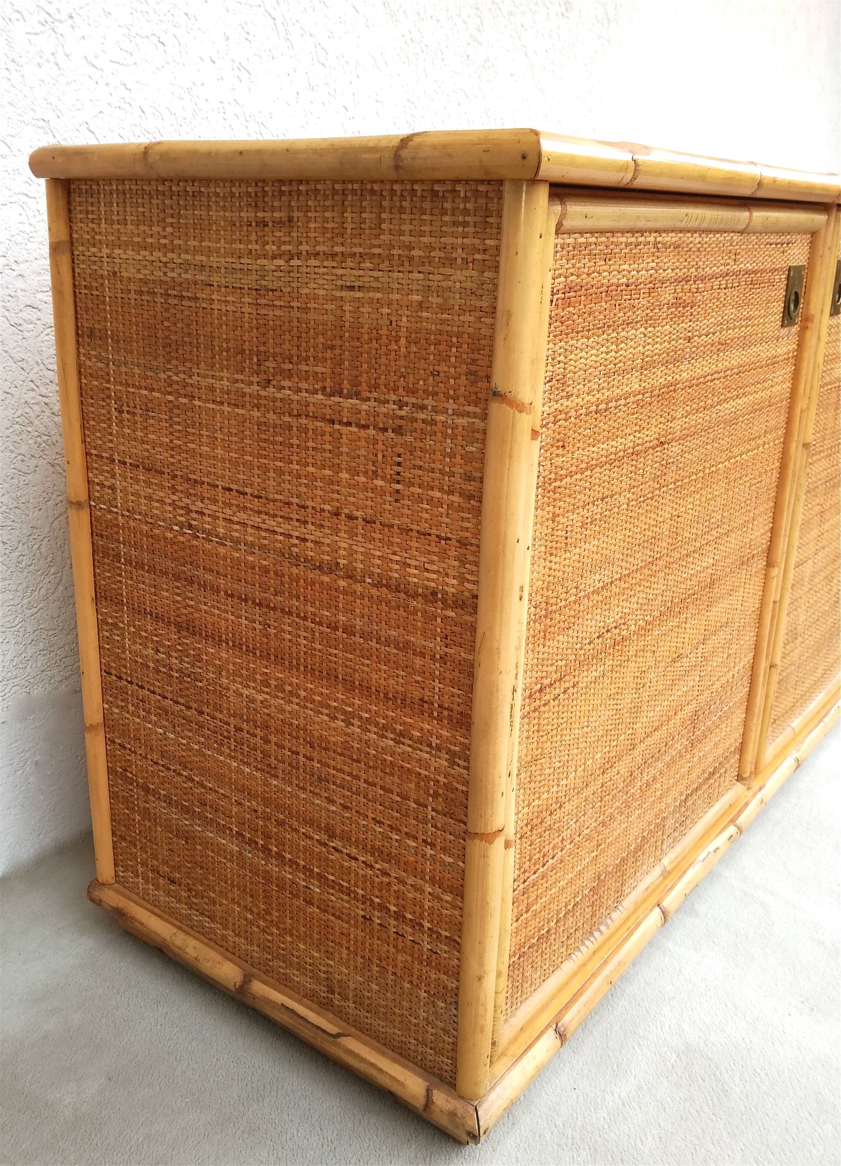 Wicker and bamboo buffet 1970