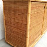 Wicker and bamboo buffet 1970