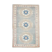 4x7 Vintage Oushak Area Rug, Beige & Grey Turkish Pattern Rug, 128x206 Cm