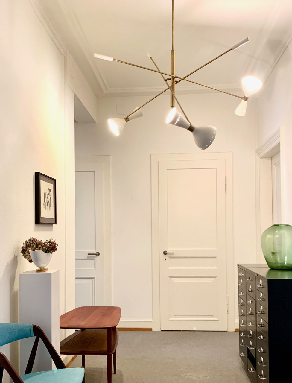 Asymmetric Italian Brass Ceiling Lamp  Style, 1950s Mid-Century