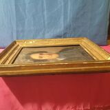 Tableau ancien portrait de femme encadré signé sorti de grenier