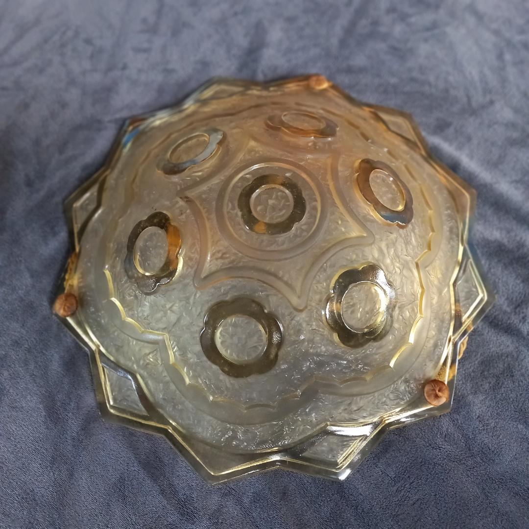 Huge ceiling lamp chandelier yellow glass art deco