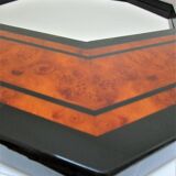 Octagonal wooden mirror by Jean-Claude Mahey