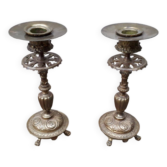 Paire de bougeoirs en bronze