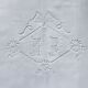 Fine linen sheet with ribbon and florets, monogrammed mr
