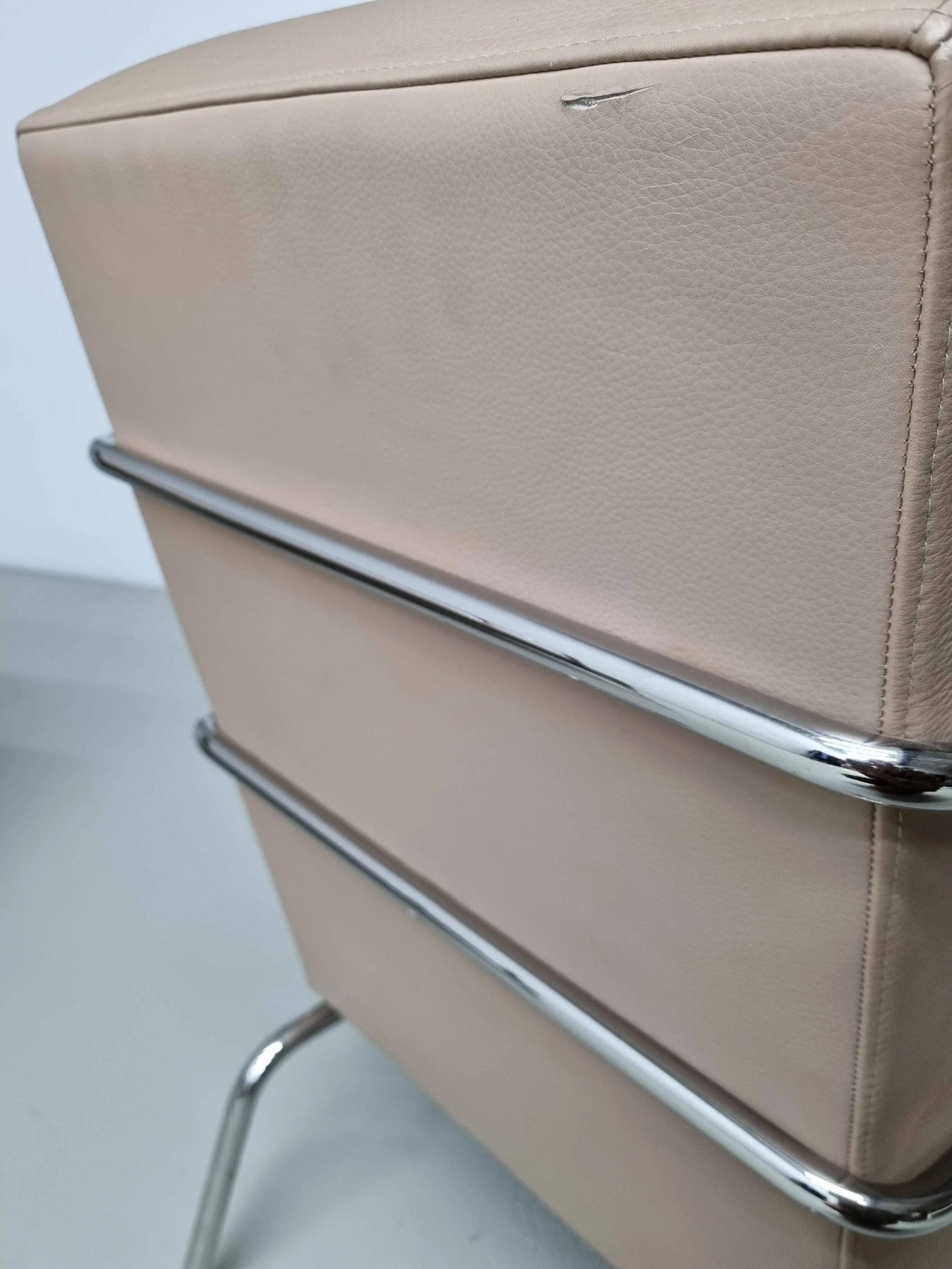 2 vintage nude leather "Cinema" easy chairs by Gunilla Allard for Lammhults | 1990s