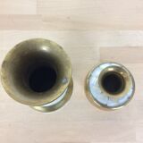 Duo of brass and mother-of-pearl vases