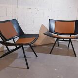 Pair of large airplane wing armchairs 1980