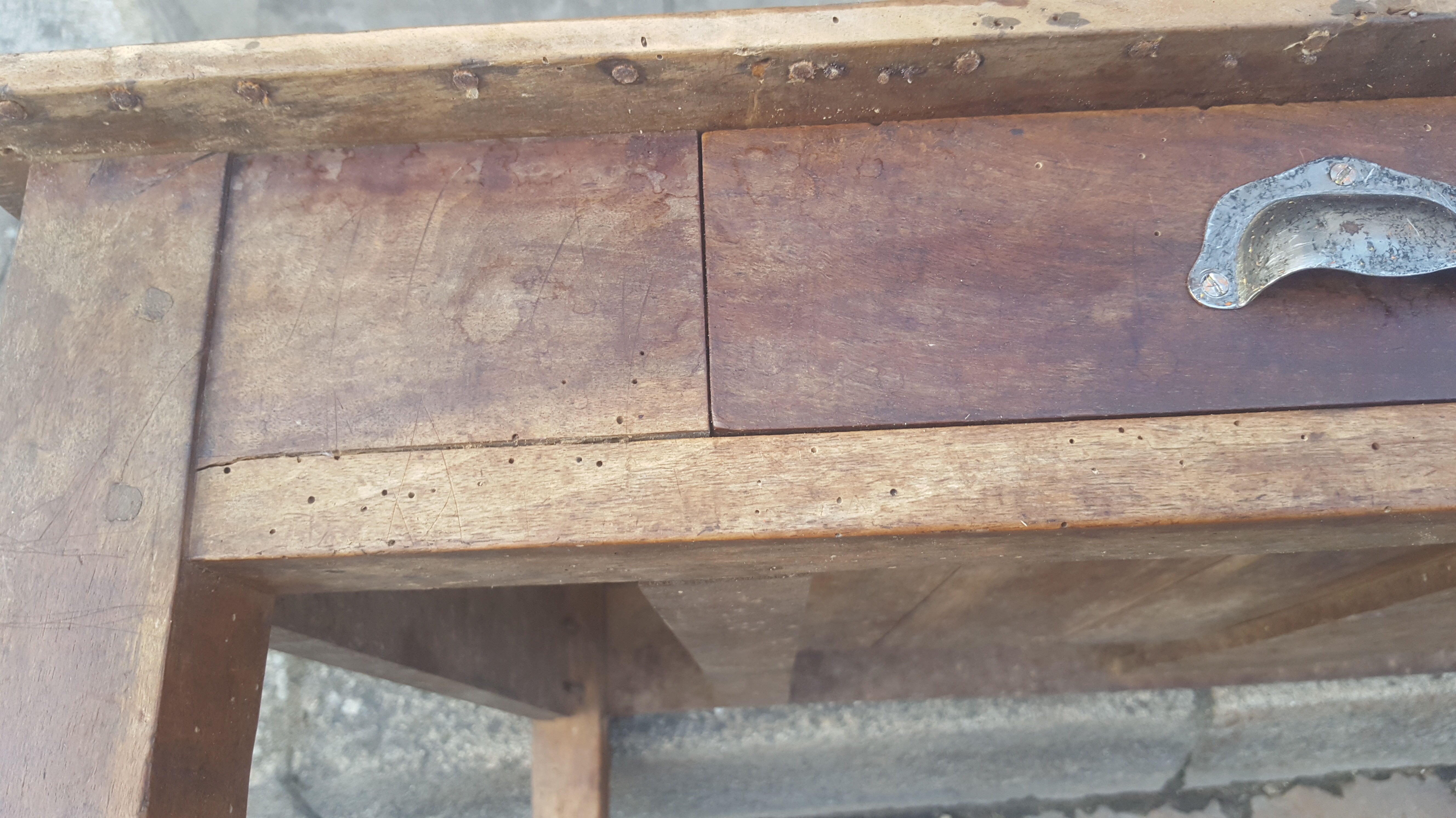 Farm table coffee table with drawers