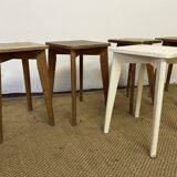Série de 5 tabourets d'atelier en bois vintage