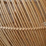 Suspension in natural wicker rattan vintage braided bohemian decoration handmade artisanal manufacturing