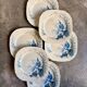 6 dessert plates Gien in blue ironstone, "Birds" service circa 1870 no. 2