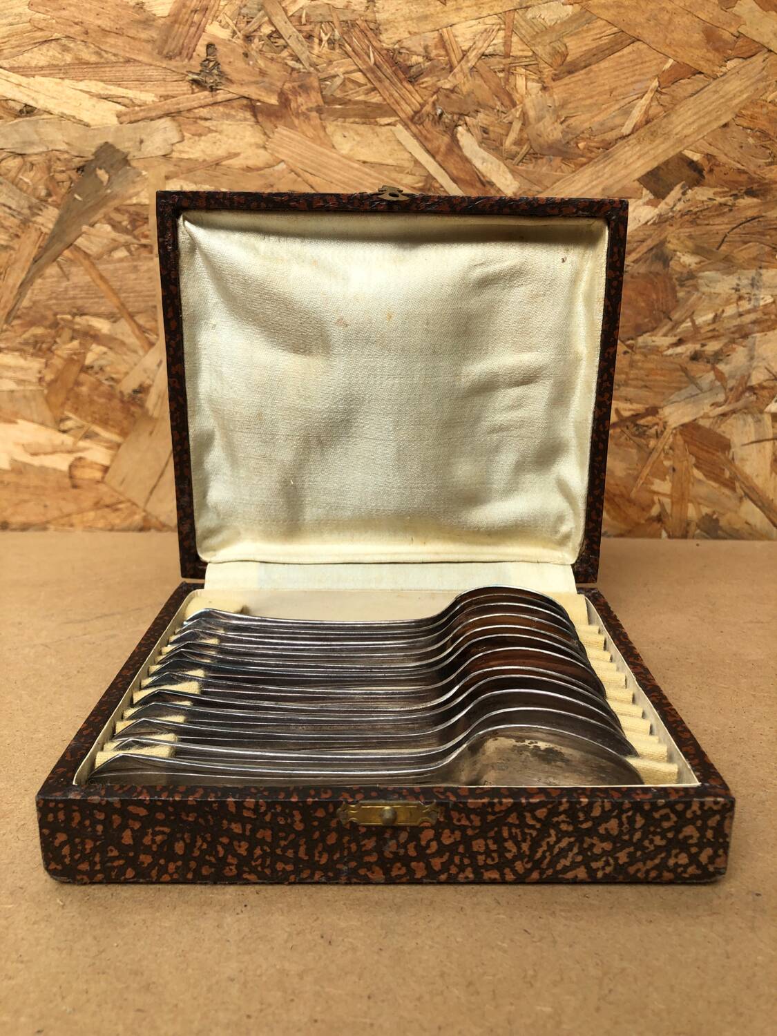 Series 12 old art deco coffee spoons vintage silver metal