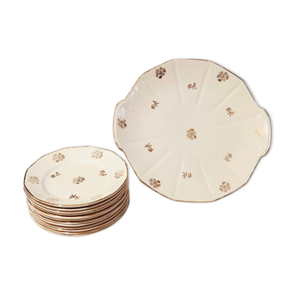 Dessert service 12 plates and 1 dish Sarreguemines and Digoin