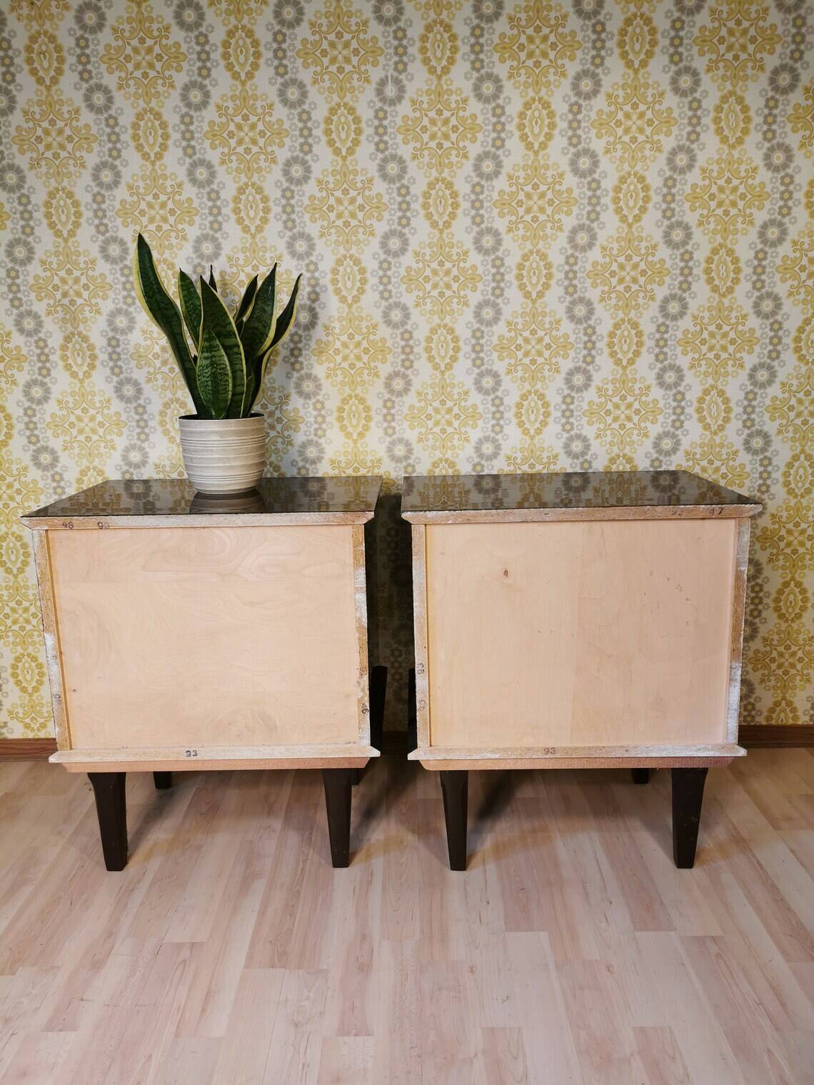 Pair of Vintage Wooden Nightstands: Mid-Century Modern Bedside Tables