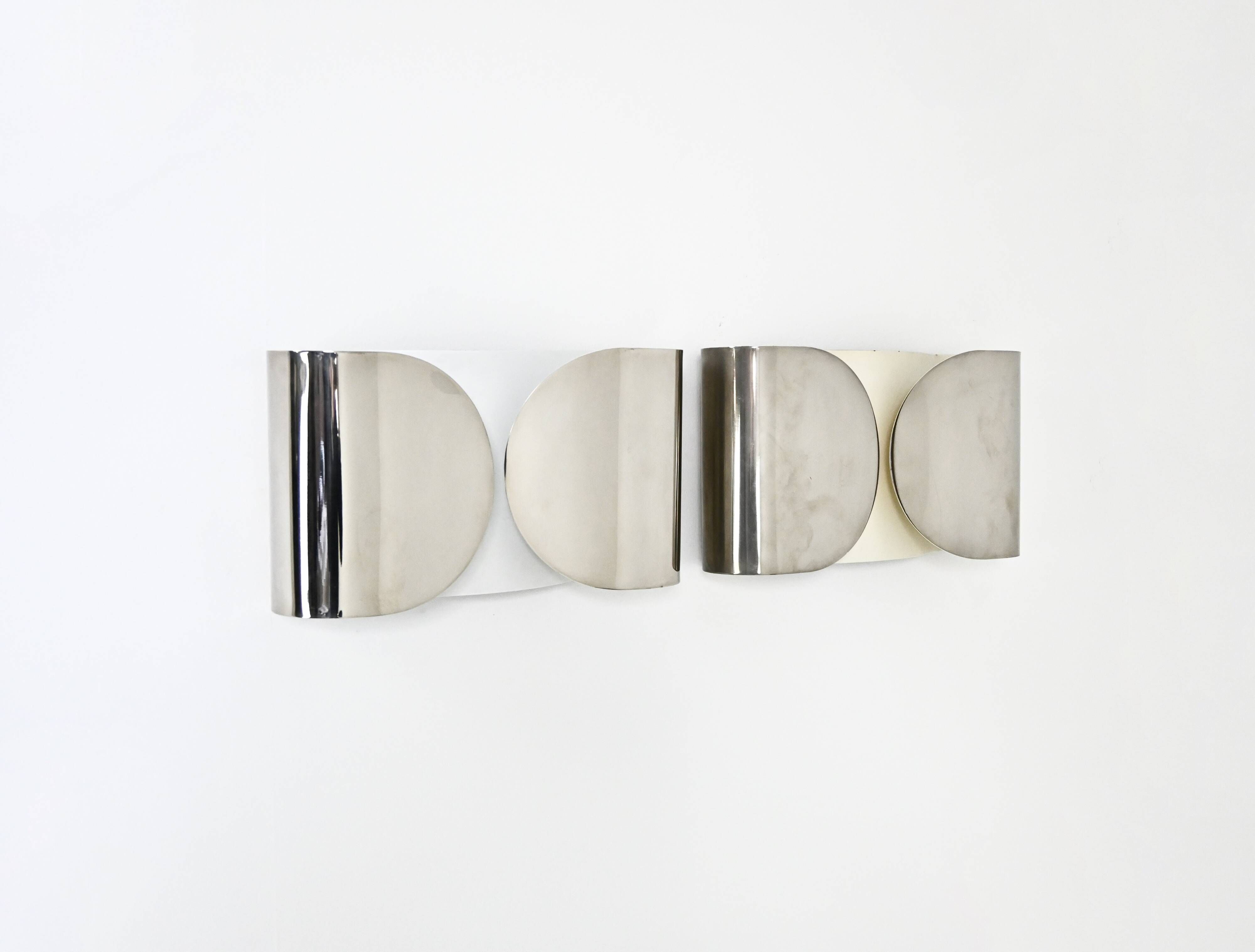 Pair of Chrome Foglio Wall Lights by Tobia & Afra Scarpa for Flos, 1960s