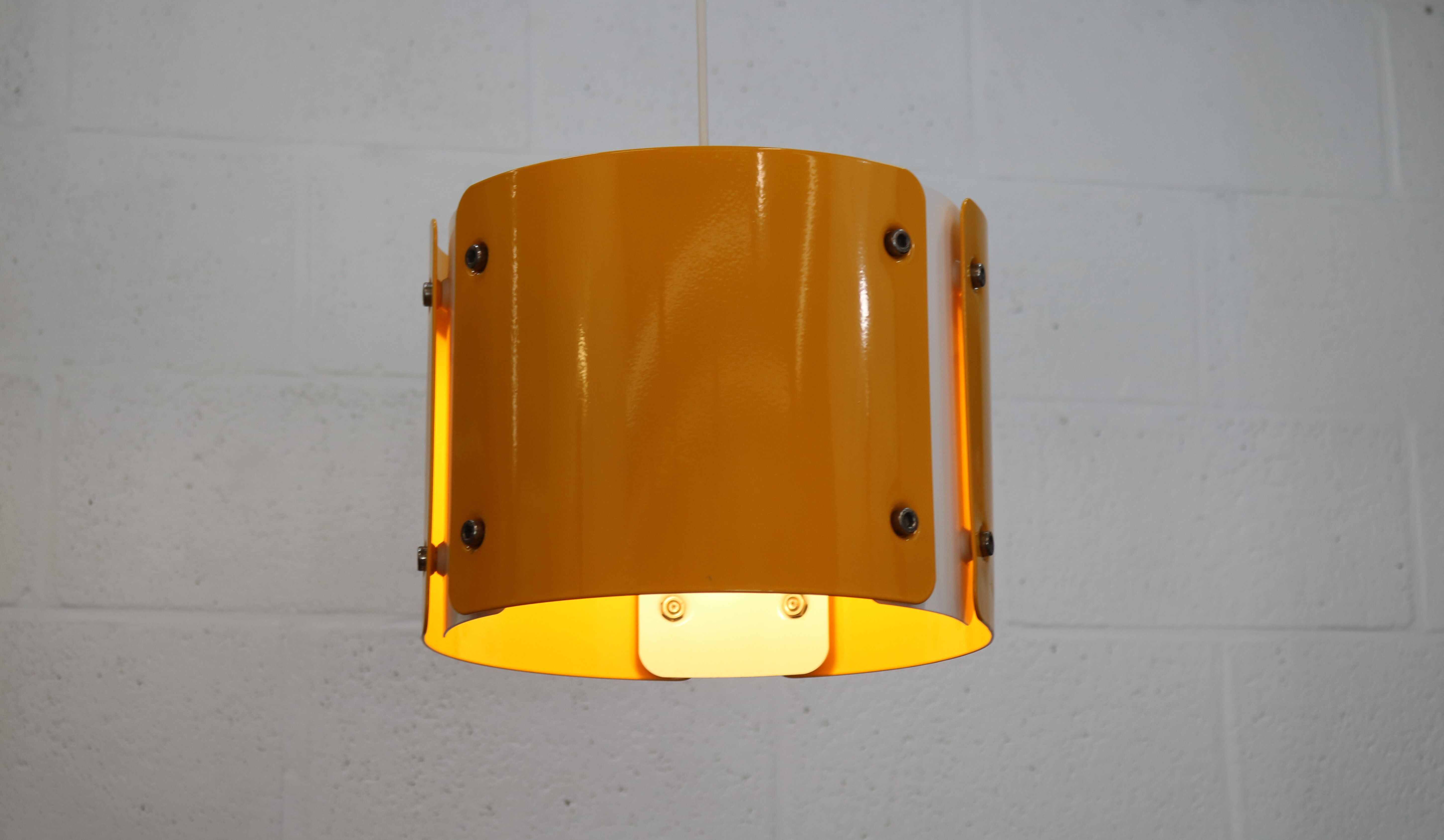 Modern Danish Pendant Lamp: Dark Yellow Metal, 1990s Design