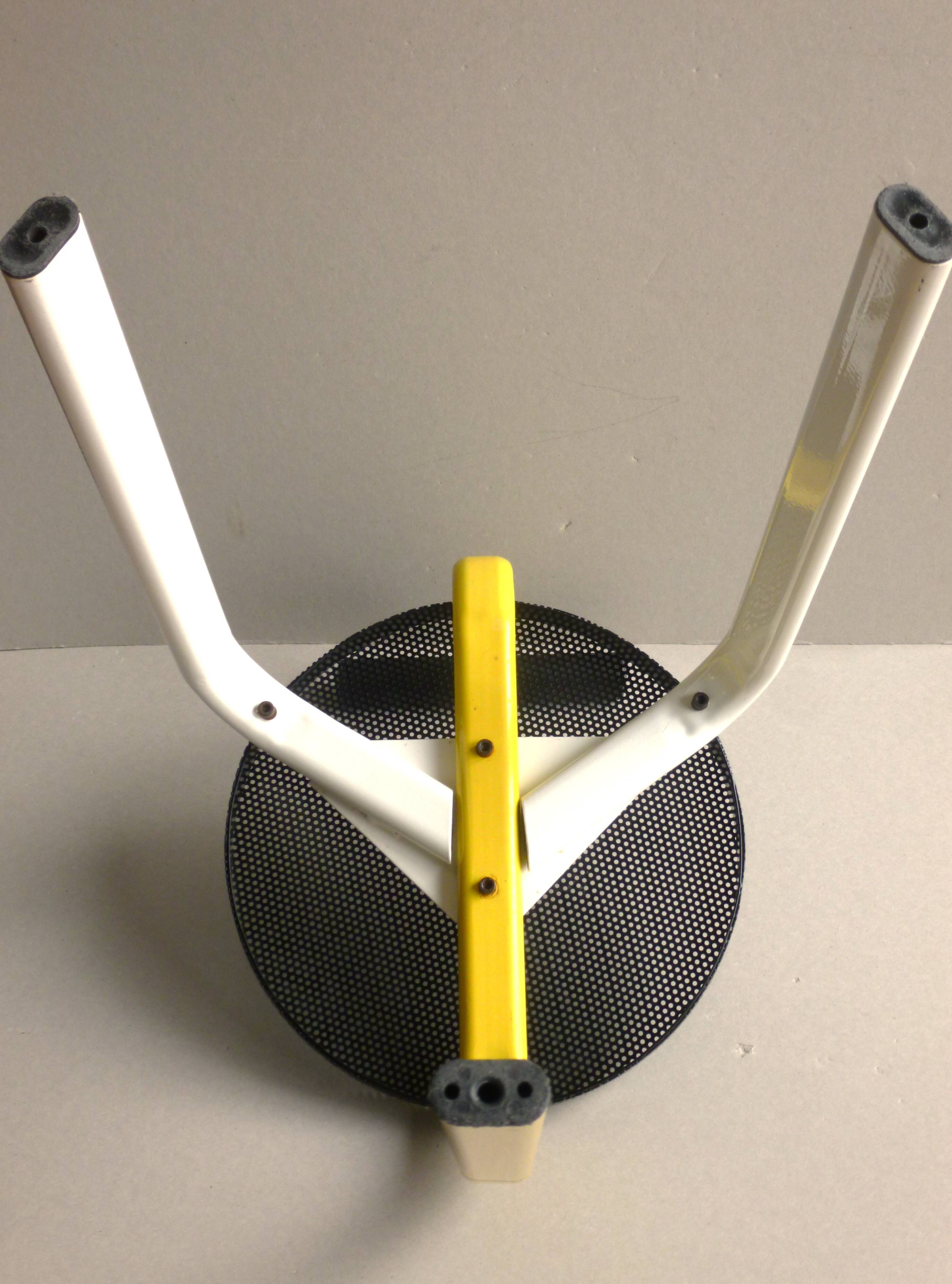 Postmodern tripod metal stool, 80s