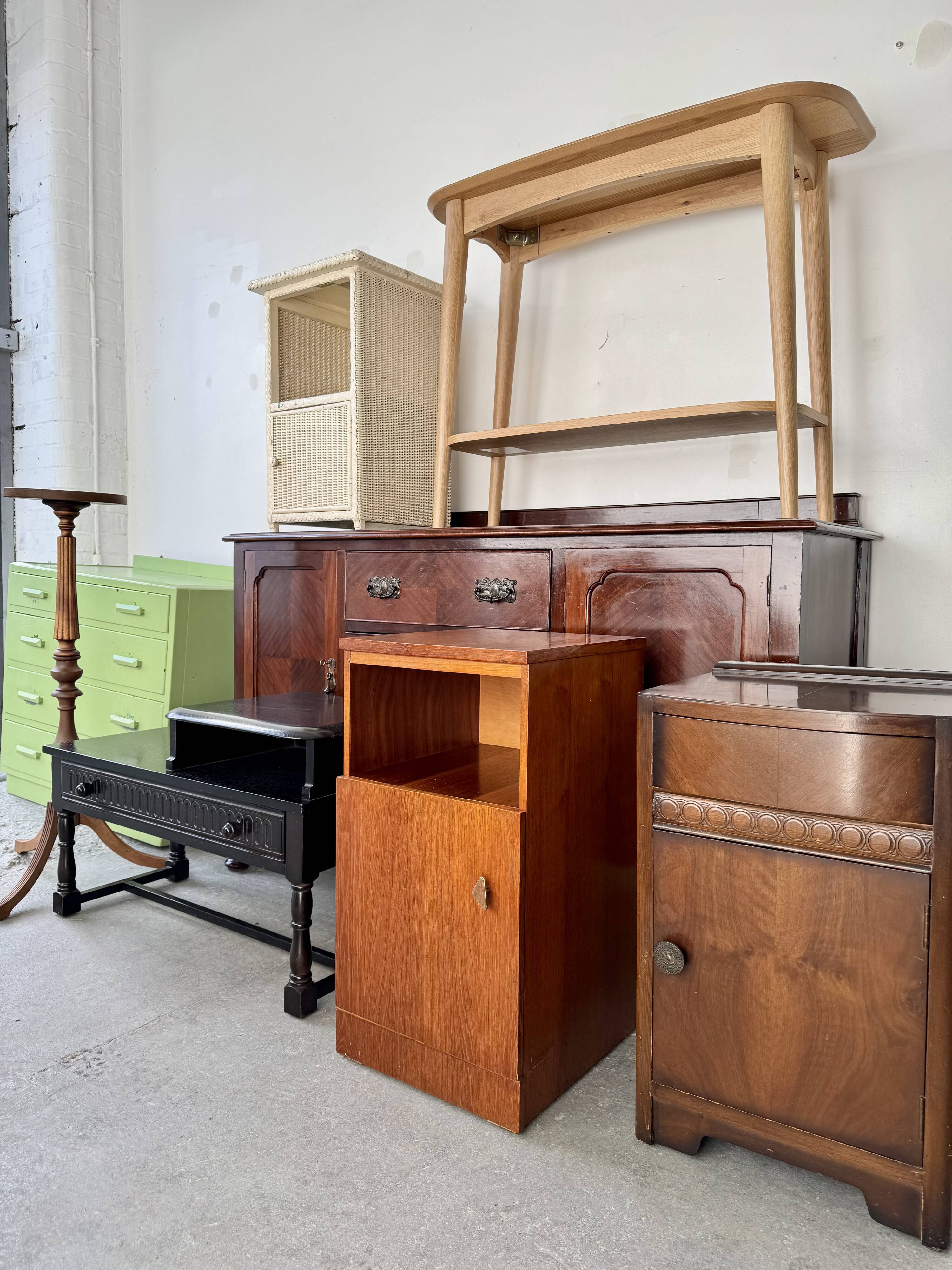 Vintage Bedside Table with Cabinet