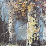 Painting "Lake and wooded landscape" HST signed Vernet + frame