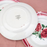6 plates pink flowers Cibon Digoin sarreguemines
