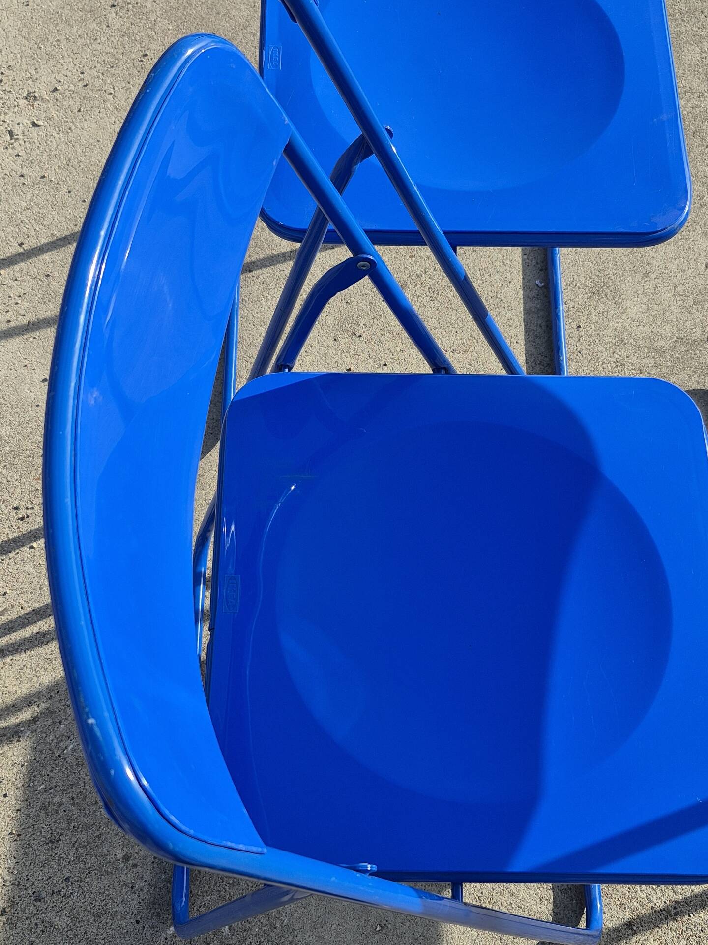 Ensemble de 3 chaises pliantes vintage TED IKEA bleues des années 1980 Nield Gammelgaard.