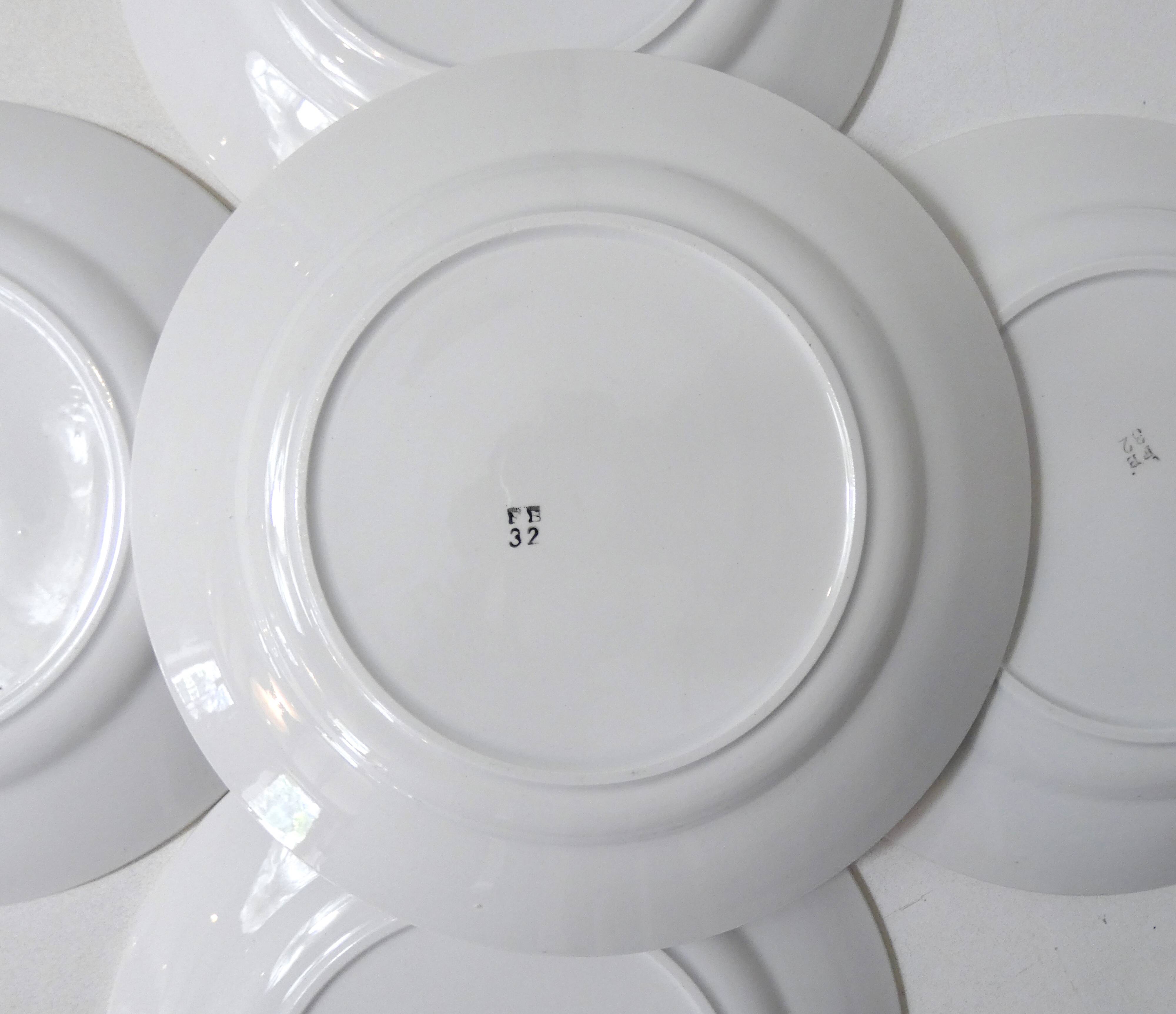 9 flat plates in FB Digoin pink earthenware